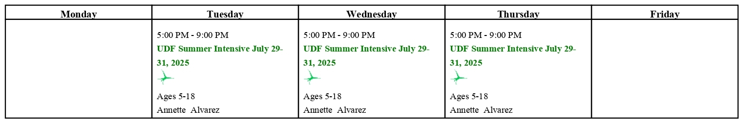 summer intensive calendar